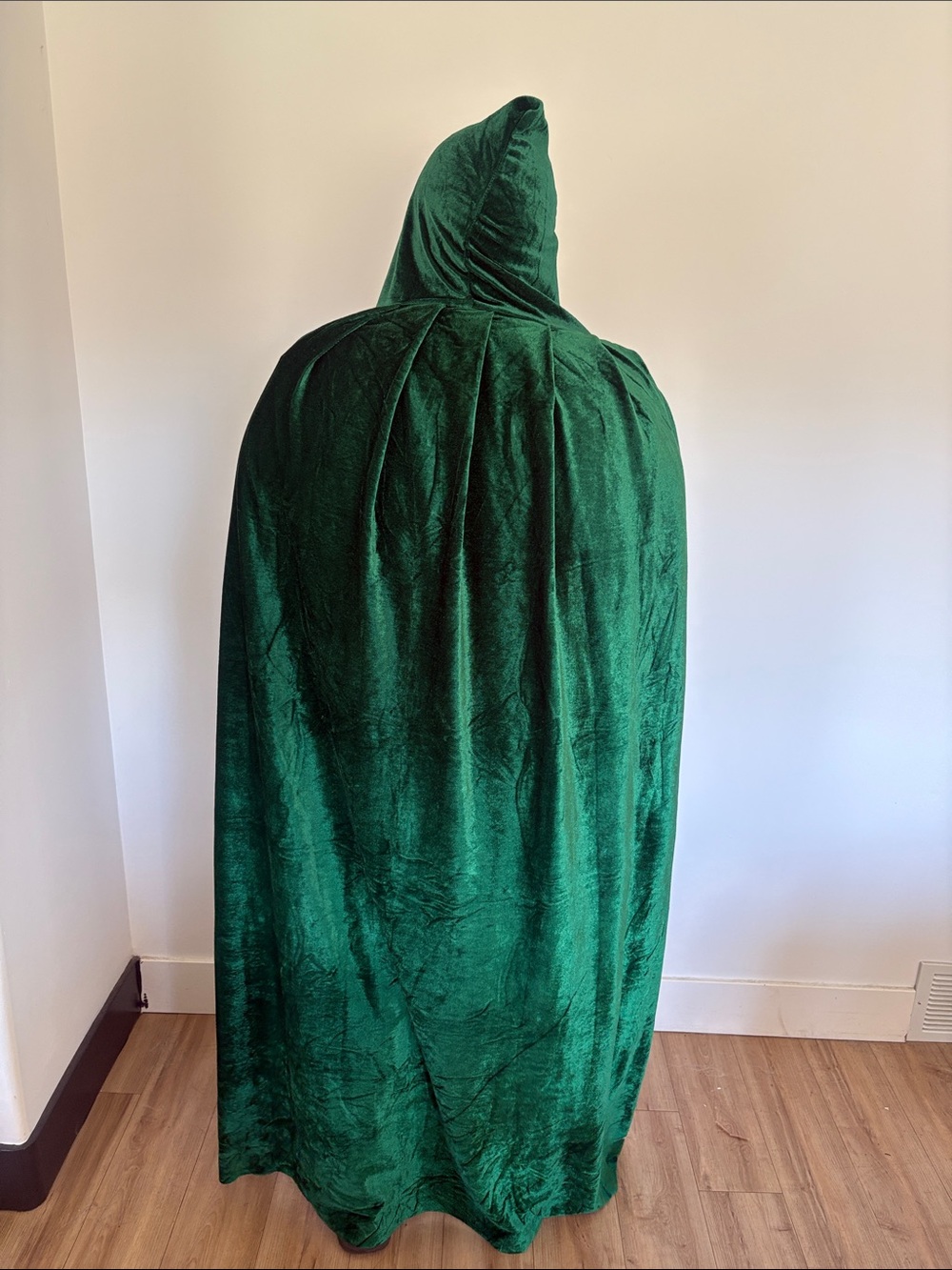 Plush Hooded Green Costume Cape- 5 foot plus